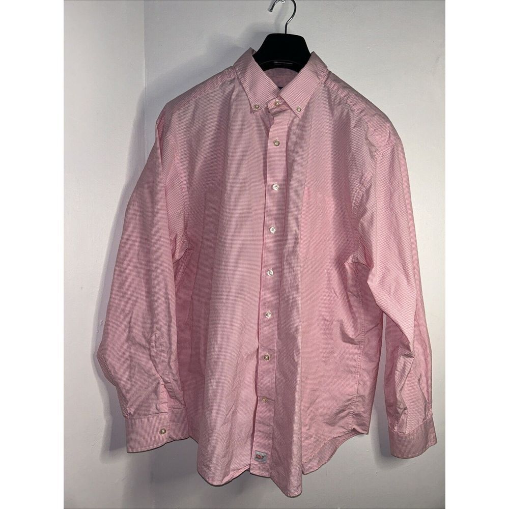 Vineyard Vines Shirt Mens XL Pink Gingham Check Classic Fit Tucker Button Down